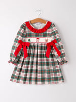Rylee Faith Designs - Christmas Embroidery Smocking Bow Plaid Girls Dress - alternate view 5