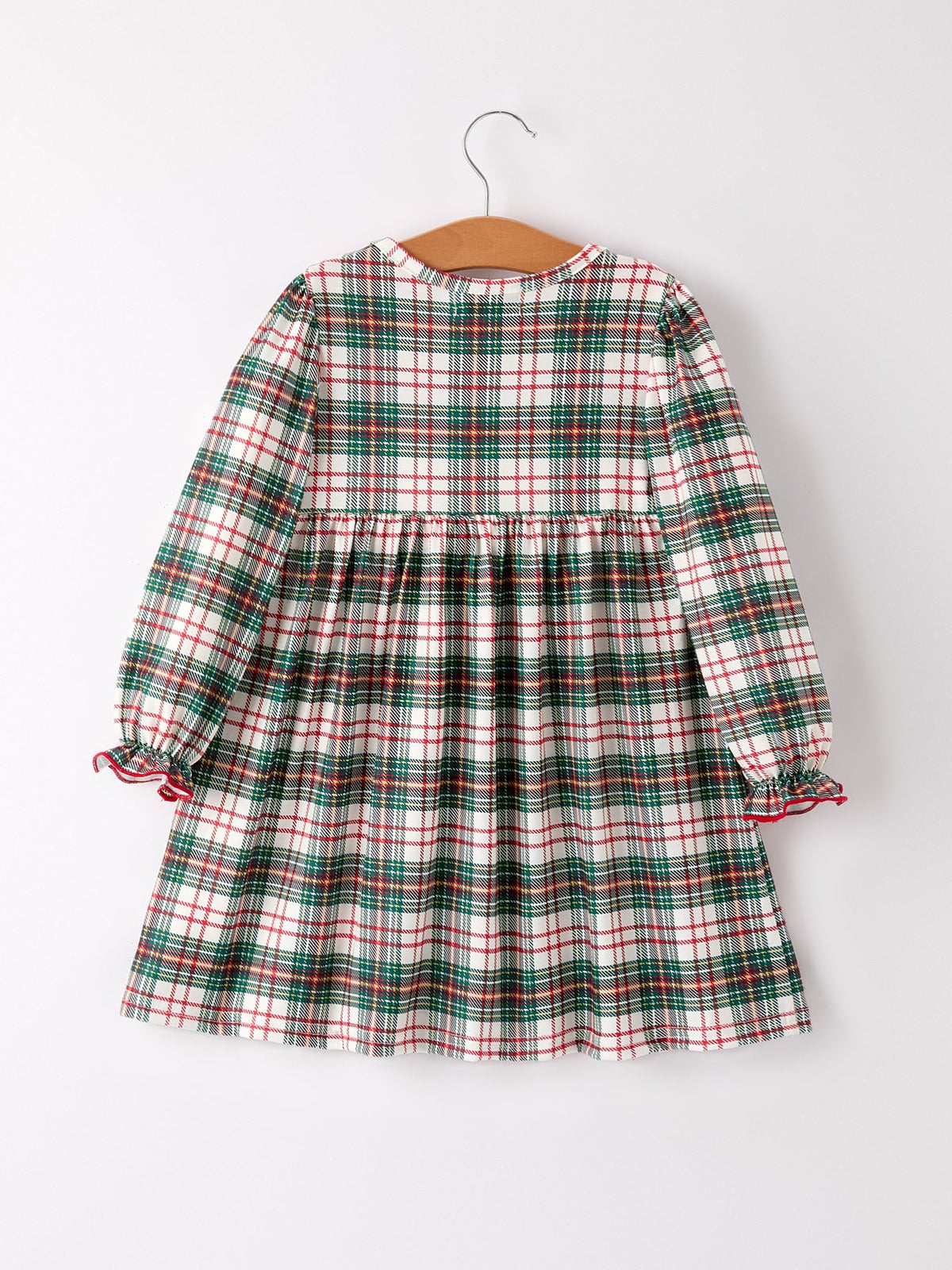 Rylee Faith Designs - Christmas Embroidery Smocking Bow Plaid Girls Dress - alternate view 6