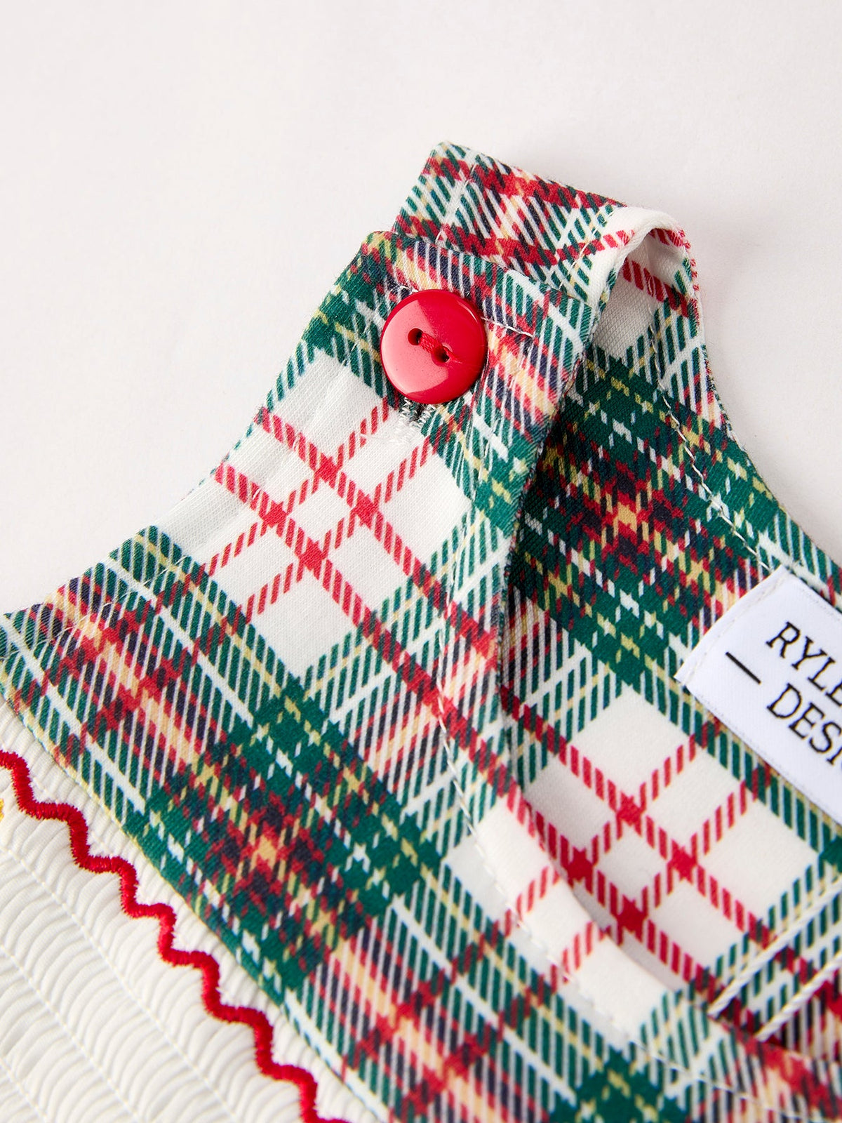 Rylee Faith Designs - Christmas Jonjon Plaid Smocking Embroidered Boys Romper - alternate view 8