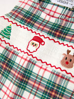 Rylee Faith Designs - Christmas Jonjon Plaid Smocking Embroidered Boys Romper - alternate view 9