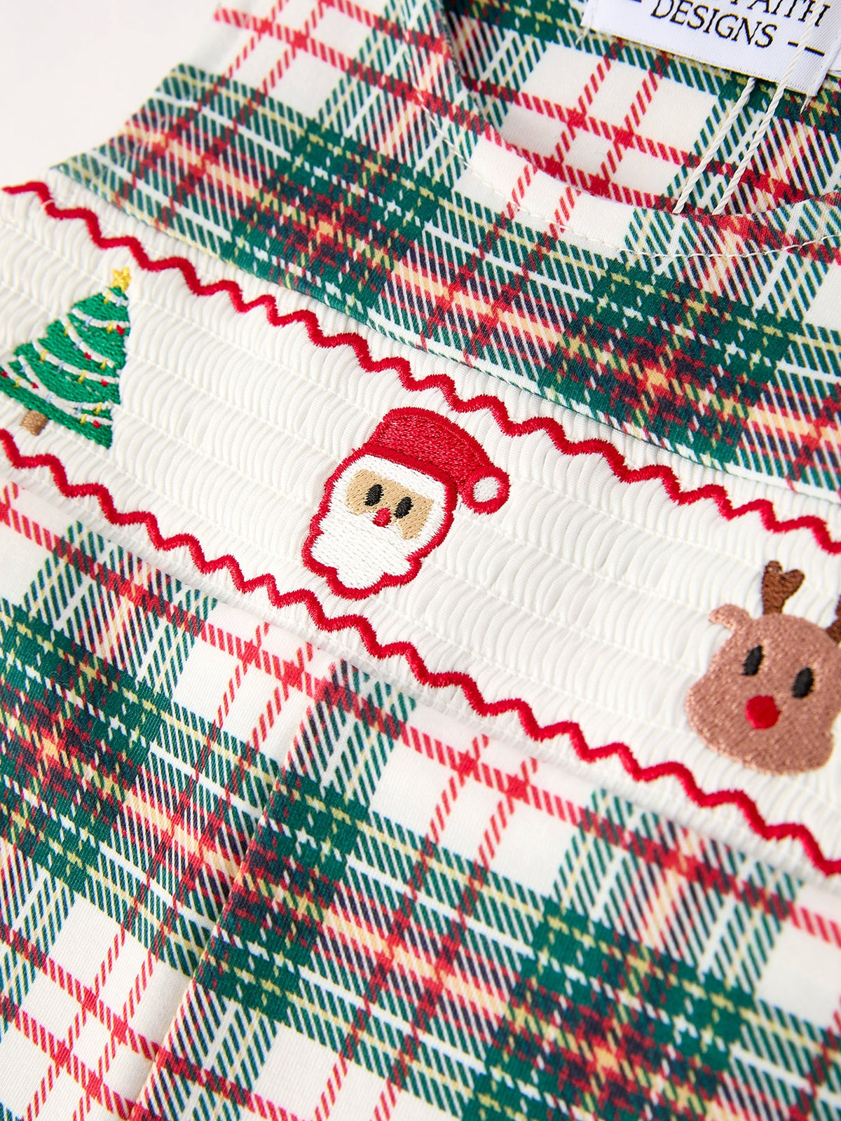 Rylee Faith Designs - Christmas Jonjon Plaid Smocking Embroidered Boys Romper - alternate view 9