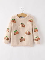 Rylee Faith Designs - Thanksgiving Pumpkin Sequin Sweater – Beige, Perfect for Fall - alternate view 5
