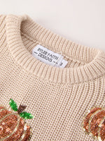 Rylee Faith Designs - Thanksgiving Pumpkin Sequin Sweater – Beige, Perfect for Fall - alternate view 7