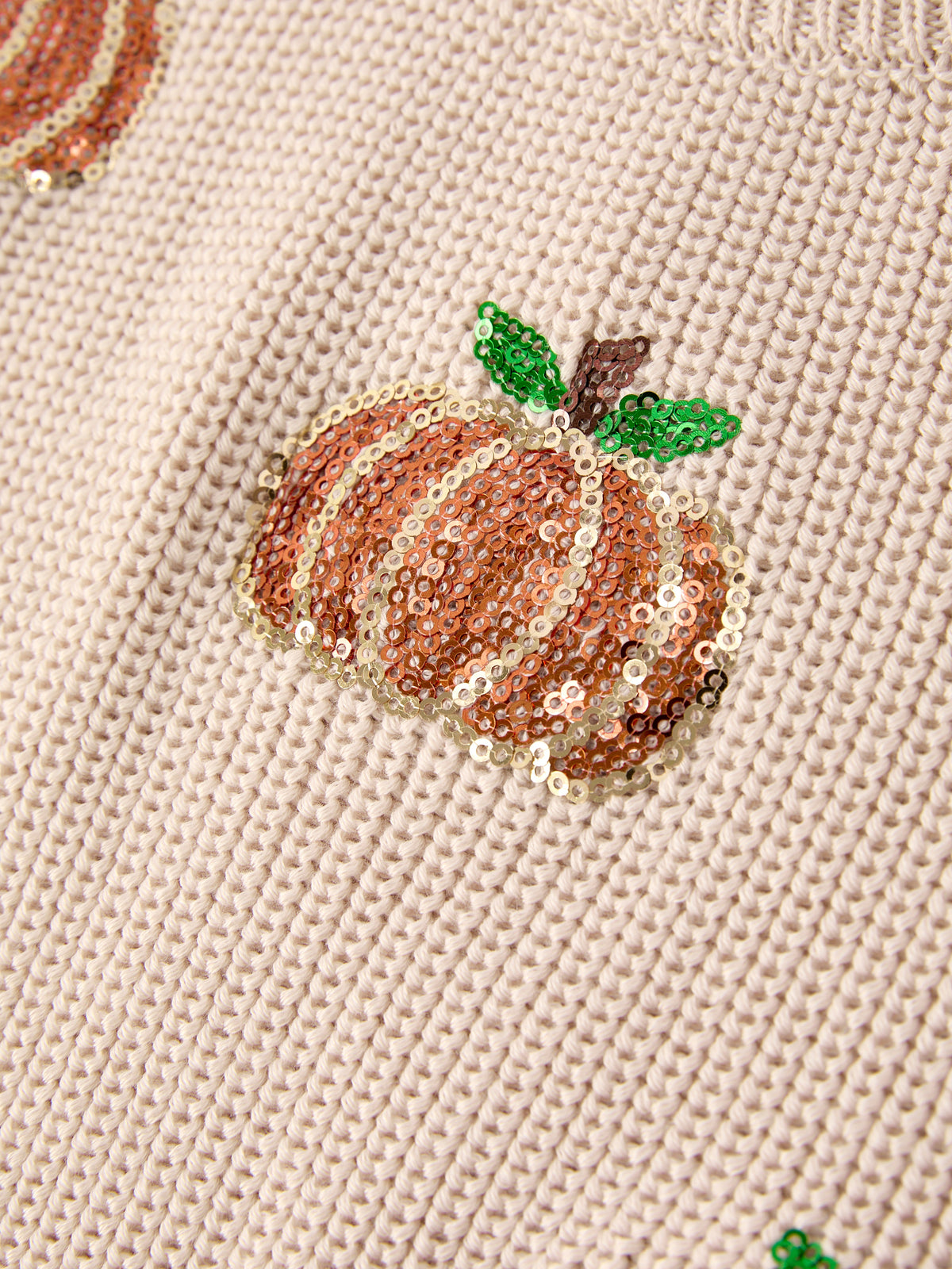 Rylee Faith Designs - Thanksgiving Pumpkin Sequin Sweater – Beige, Perfect for Fall - alternate view 8