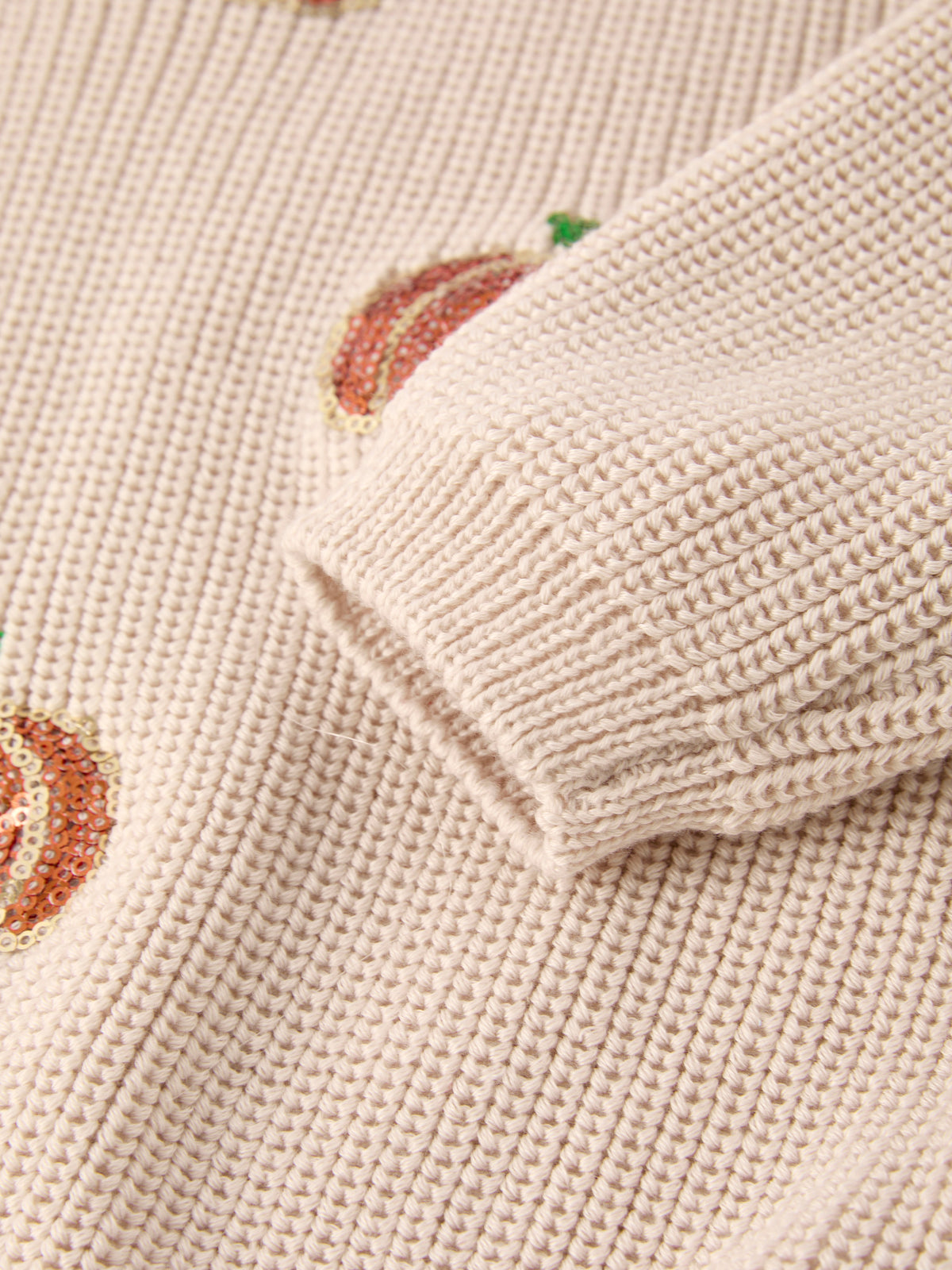 Rylee Faith Designs - Thanksgiving Pumpkin Sequin Sweater – Beige, Perfect for Fall - alternate view 9