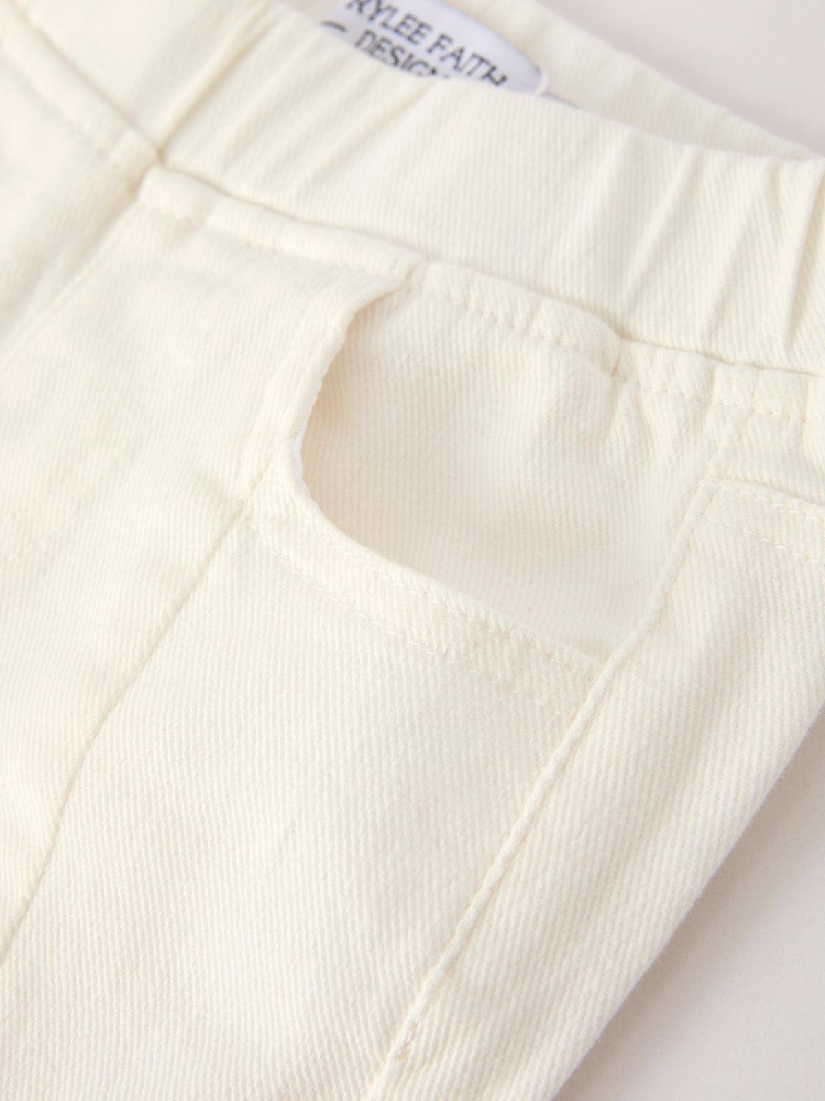Rylee Faith Designs - Charming White Denim Pants with Cute Bows - alternate view 3