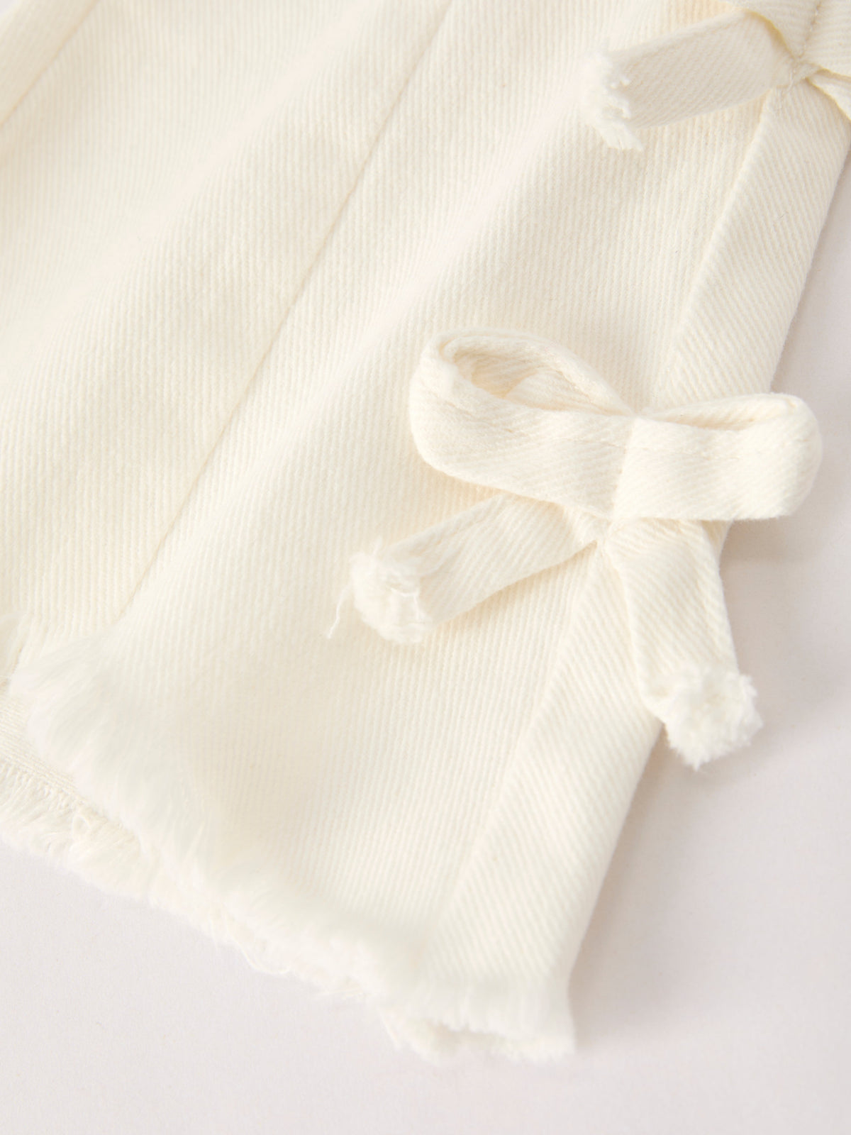Rylee Faith Designs - Charming White Denim Pants with Cute Bows - alternate view 4