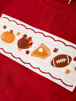 Rylee Faith Designs - Fall Turkey Embroidered Boy Set – Orange Checkered with Thanksgiving Details - alternate view 4