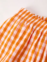 Rylee Faith Designs - Fall Turkey Embroidered Boy Set – Orange Checkered with Thanksgiving Details - alternate view 5