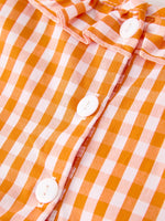Rylee Faith Designs - Fall Turkey Embroidered Dress for Girls – Orange Checkered with Thanksgiving Details - alternate view 5