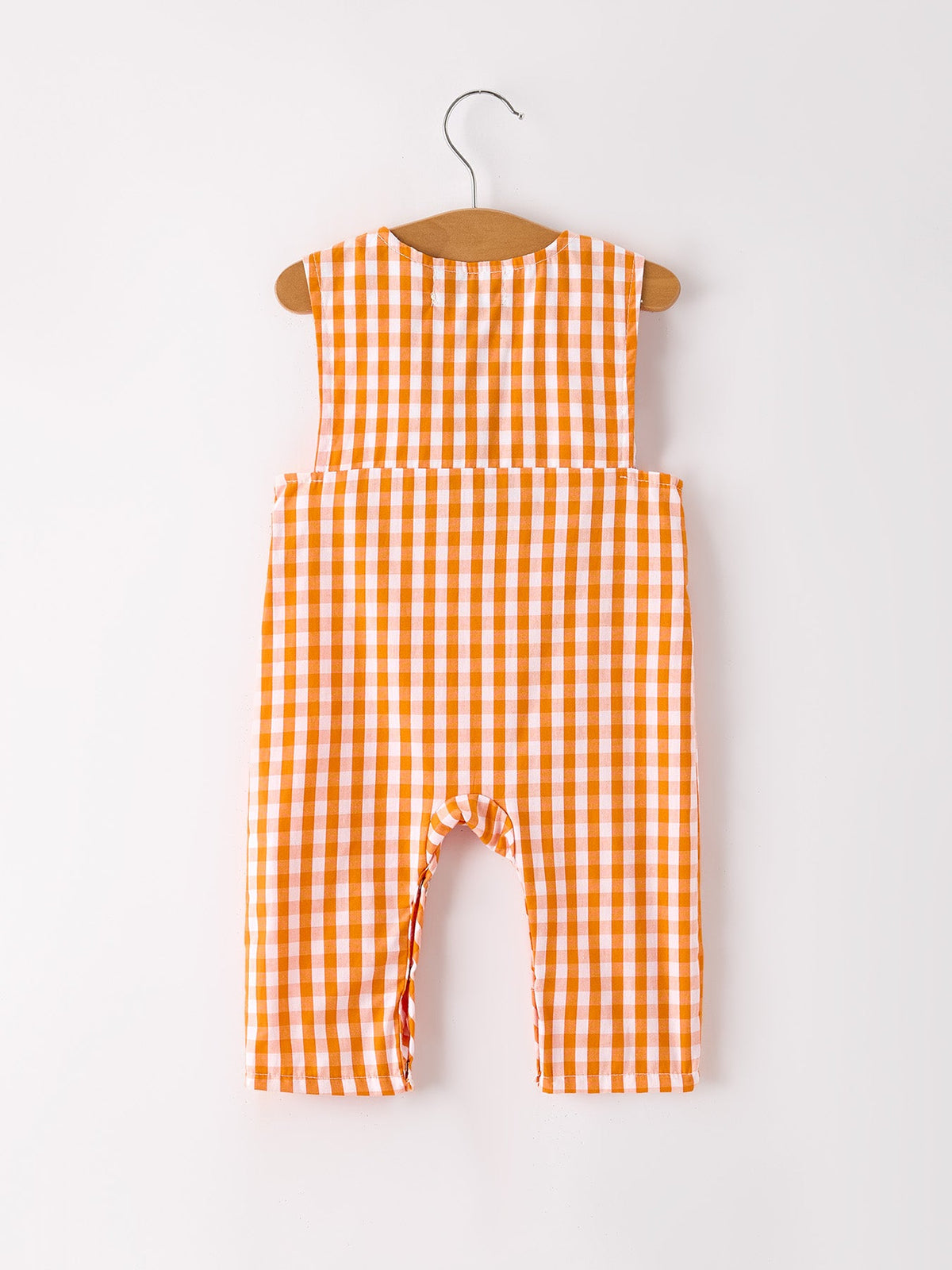 Rylee Faith Designs - Fall Turkey Embroidered Romper for Baby Boys – Orange Checkered with Thanksgiving Details - alternate view 2