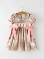 Rylee Faith Designs - Christmas Vintage-Style Plaid Dress with Embroidered Gingerbread and Bows - alternate view 7