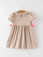 Rylee Faith Designs - Christmas Vintage-Style Plaid Dress with Embroidered Gingerbread and Bows - alternate view 8