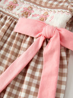 Rylee Faith Designs - Christmas Vintage-Style Plaid Dress with Embroidered Gingerbread and Bows - alternate view 10