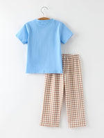 Rylee Faith Designs - Christmas Vintage-Style Embroidered Gingerbread Plaid Boys Set - alternate view 2