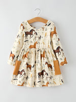 Rylee Faith Designs - Western Horse Print Long Sleeve Dress - alternate view 7