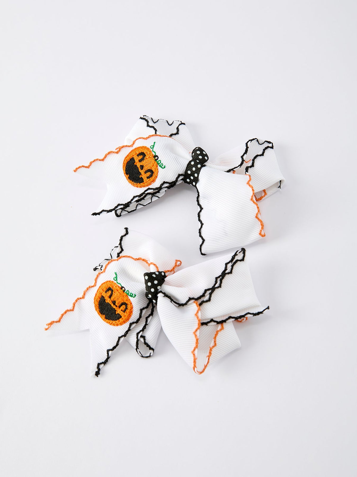 Rylee Faith Designs - Halloween Pumpkin Hair Bows: White Ribbon Design（2PCS） - alternate view 4