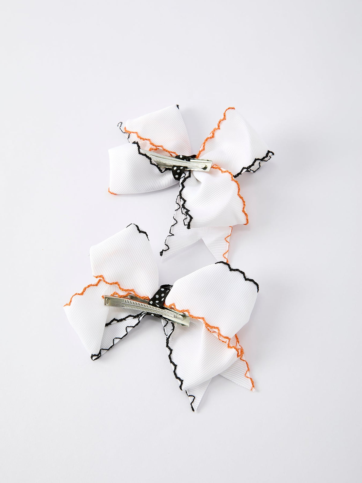 Rylee Faith Designs - Halloween Pumpkin Hair Bows: White Ribbon Design（2PCS） - alternate view 6