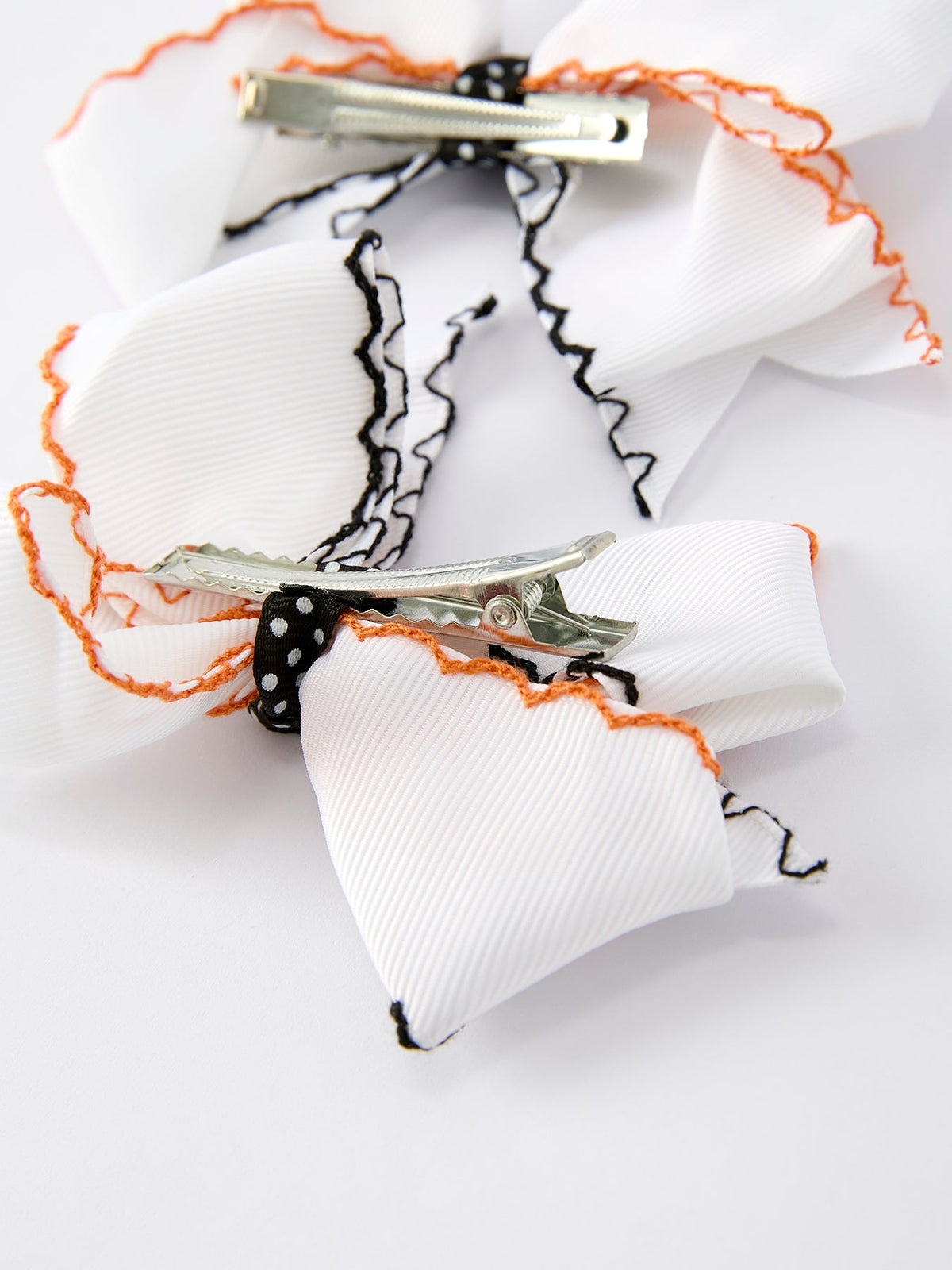Rylee Faith Designs - Halloween Pumpkin Hair Bows: White Ribbon Design（2PCS） - alternate view 7