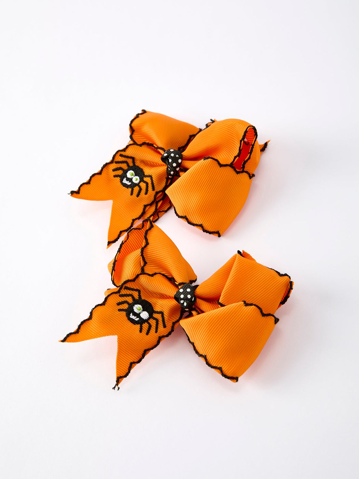 Rylee Faith Designs - Halloween Spider Hair Bows: Orange Ribbon Design (2PCS) - alternate view 2