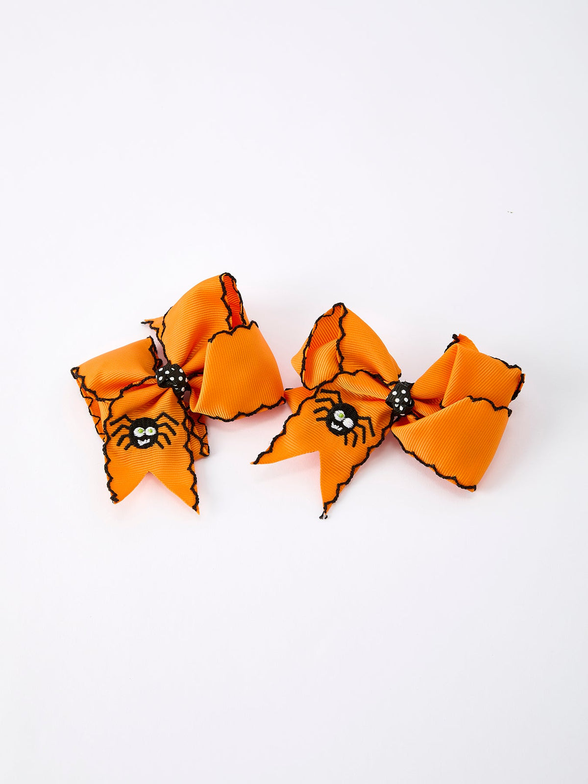 Rylee Faith Designs - Halloween Spider Hair Bows: Orange Ribbon Design (2PCS)