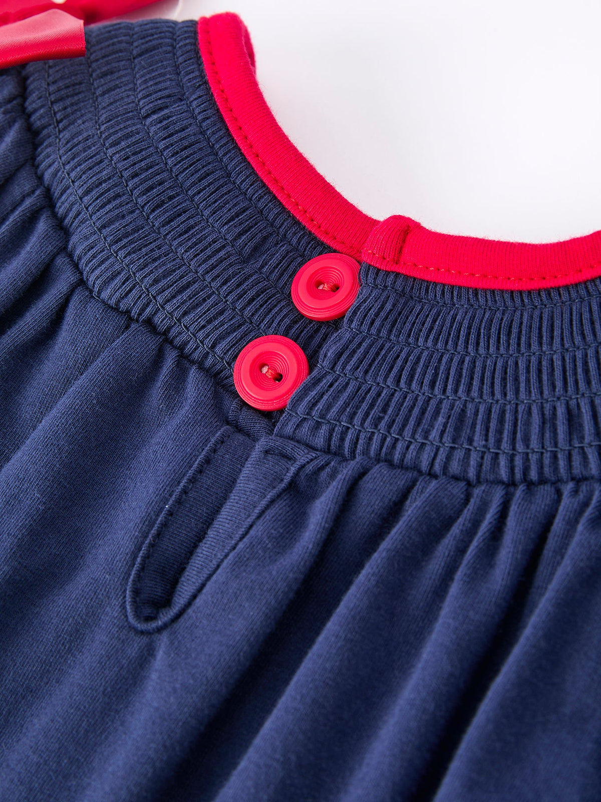 Rylee Faith Designs - Christmas Holiday Celebration Baby Girls Romper: Navy with Santa Sleigh - alternate view 4