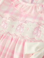 Rylee Faith Designs - Fall Pink Plaid Ruffle Ballet Shoe Embroidery Long Sleeve Dress - alternate view 10