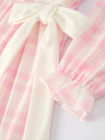 Rylee Faith Designs - Fall Pink Plaid Ruffle Ballet Shoe Embroidery Long Sleeve Dress - alternate view 12
