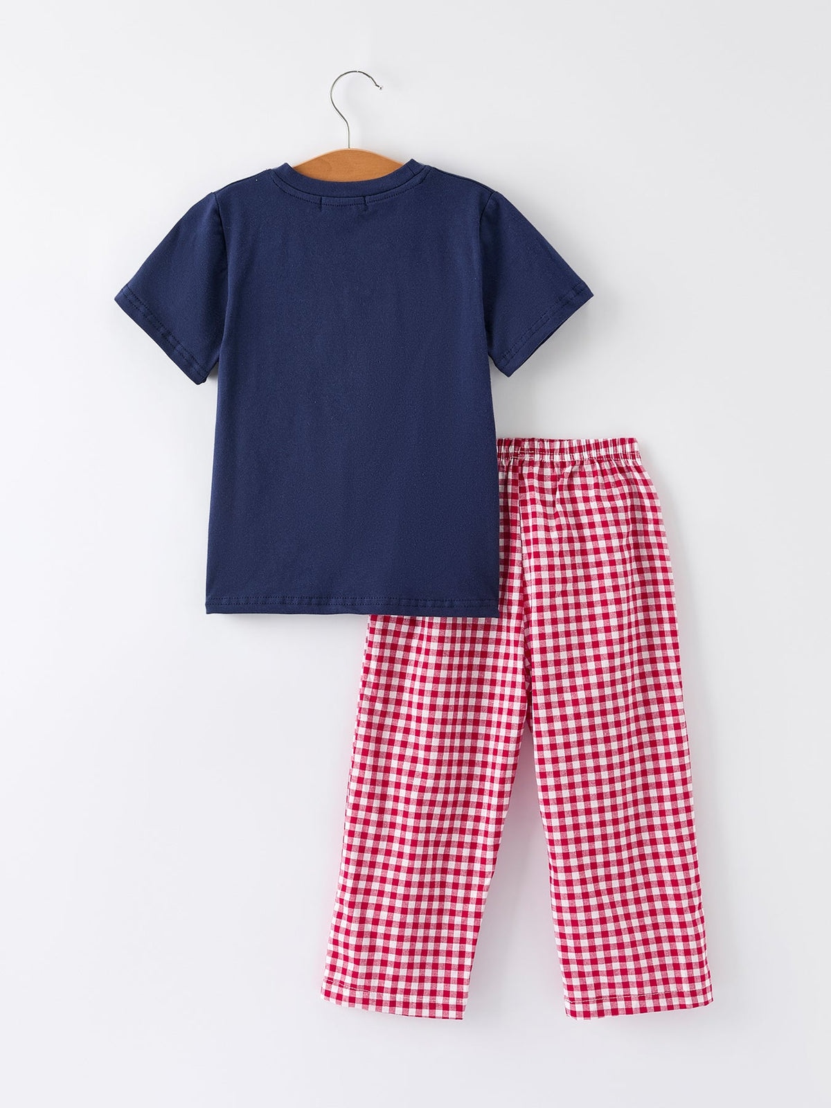 Rylee Faith Designs - Christmas Holiday Celebration Boys Set: Navy with Santa Sleigh - alternate view 7