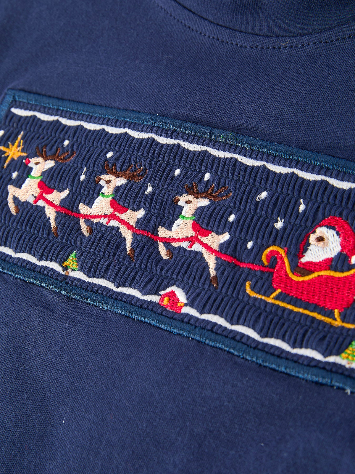 Rylee Faith Designs - Christmas Holiday Celebration Boys Set: Navy with Santa Sleigh - alternate view 10