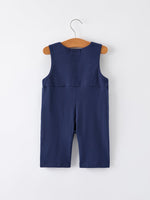 Rylee Faith Designs - Christmas Holiday Celebration Baby Boys Romper: Navy with Santa Sleigh - alternate view 2