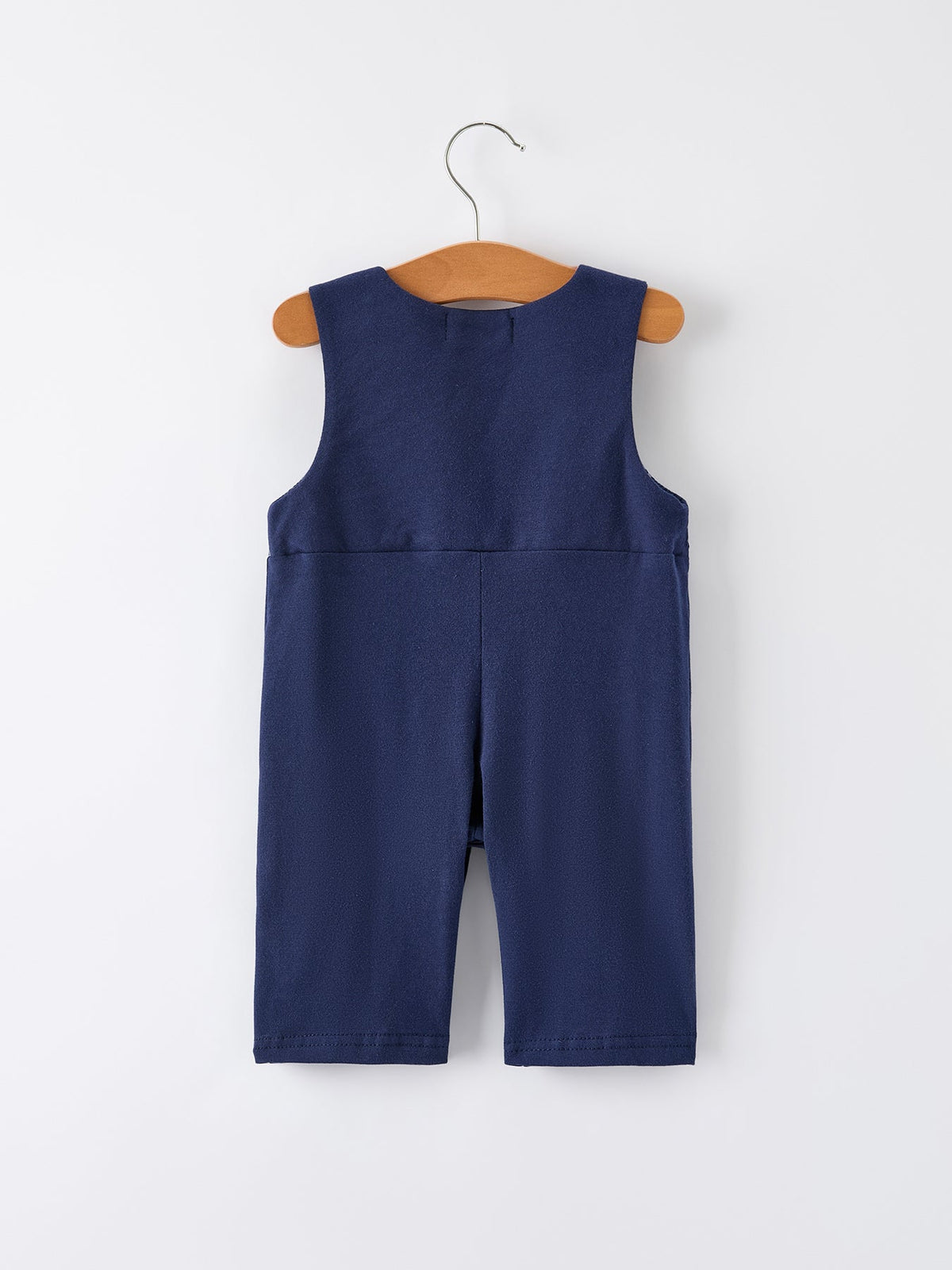 Rylee Faith Designs - Christmas Holiday Celebration Baby Boys Romper: Navy with Santa Sleigh - alternate view 2