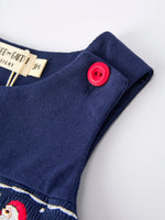 Rylee Faith Designs - Christmas Holiday Celebration Baby Boys Romper: Navy with Santa Sleigh - alternate view 3