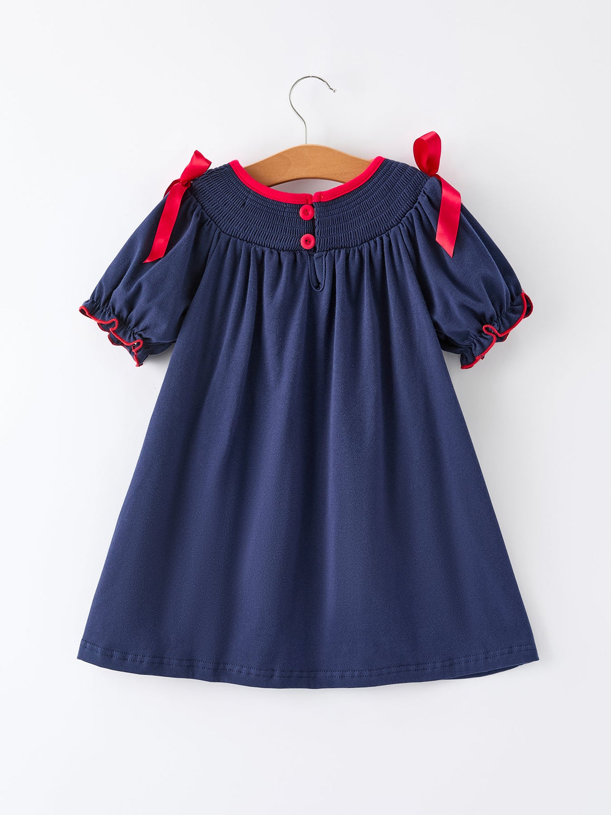 Rylee Faith Designs - Christmas Holiday Celebration Dress: Navy with Santa Sleigh - alternate view 7
