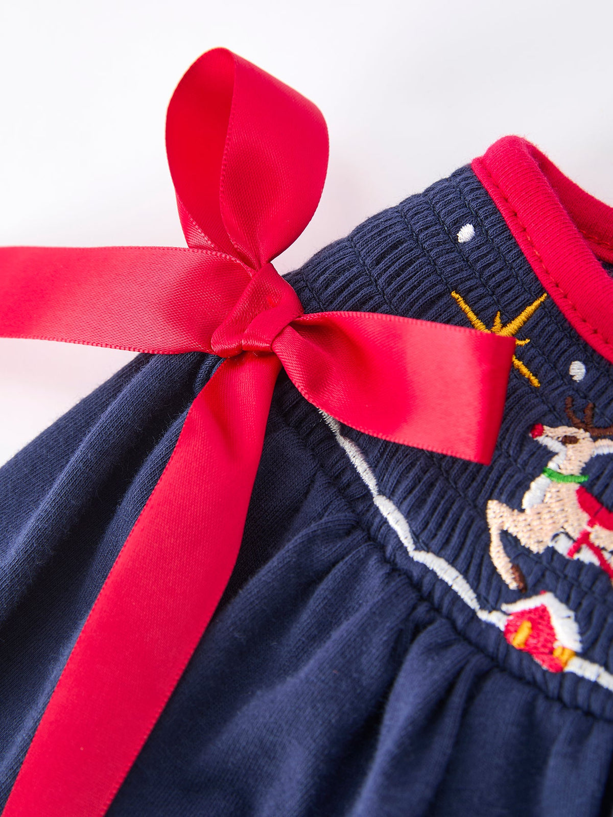 Rylee Faith Designs - Christmas Holiday Celebration Dress: Navy with Santa Sleigh - alternate view 9