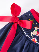 Rylee Faith Designs - Christmas Holiday Celebration Dress: Navy with Santa Sleigh - alternate view 9