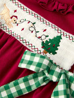 Rylee Faith Designs - Christmas Embroidered Baby Girls Romper with Green Plaid Bow - alternate view 9