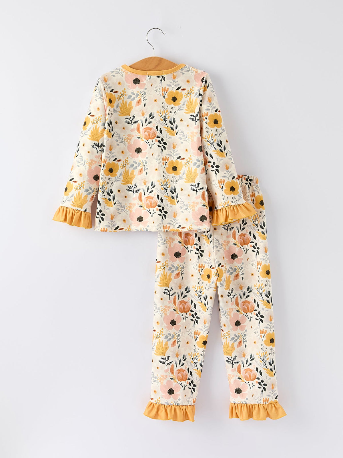 Rylee Faith Designs - Fall Floral Print Girls Pajamas Set with Ruffle Details - alternate view 2