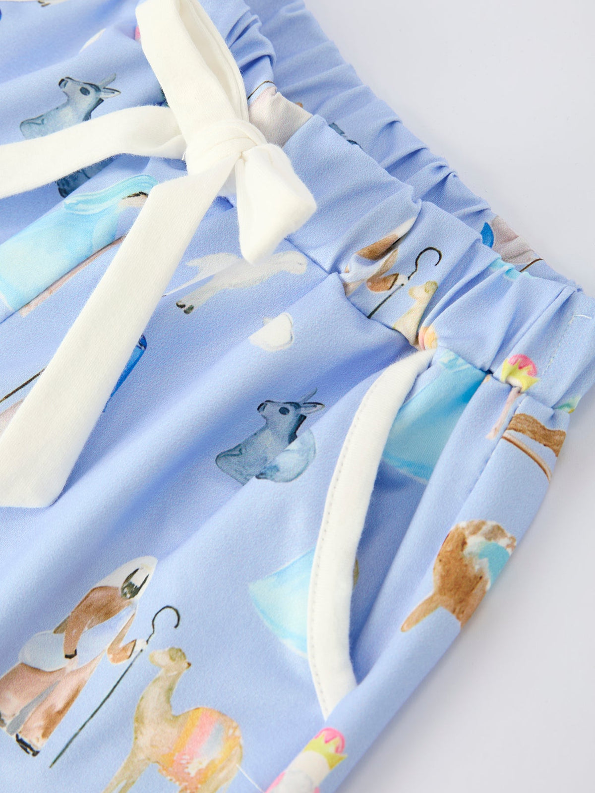 Rylee Faith Designs - Blue Christmas Nativity Pattern Girls Pajamas Set - alternate view 8