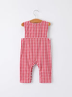Rylee Faith Designs - Christmas Smocking Embroidered Christmas Tree Plaid Plaid Baby Boy Romper - alternate view 6