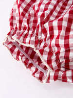 Rylee Faith Designs - Christmas Tree Embroidery Red Gingham Long Sleeve Baby Girl Bloomers Set - alternate view 9