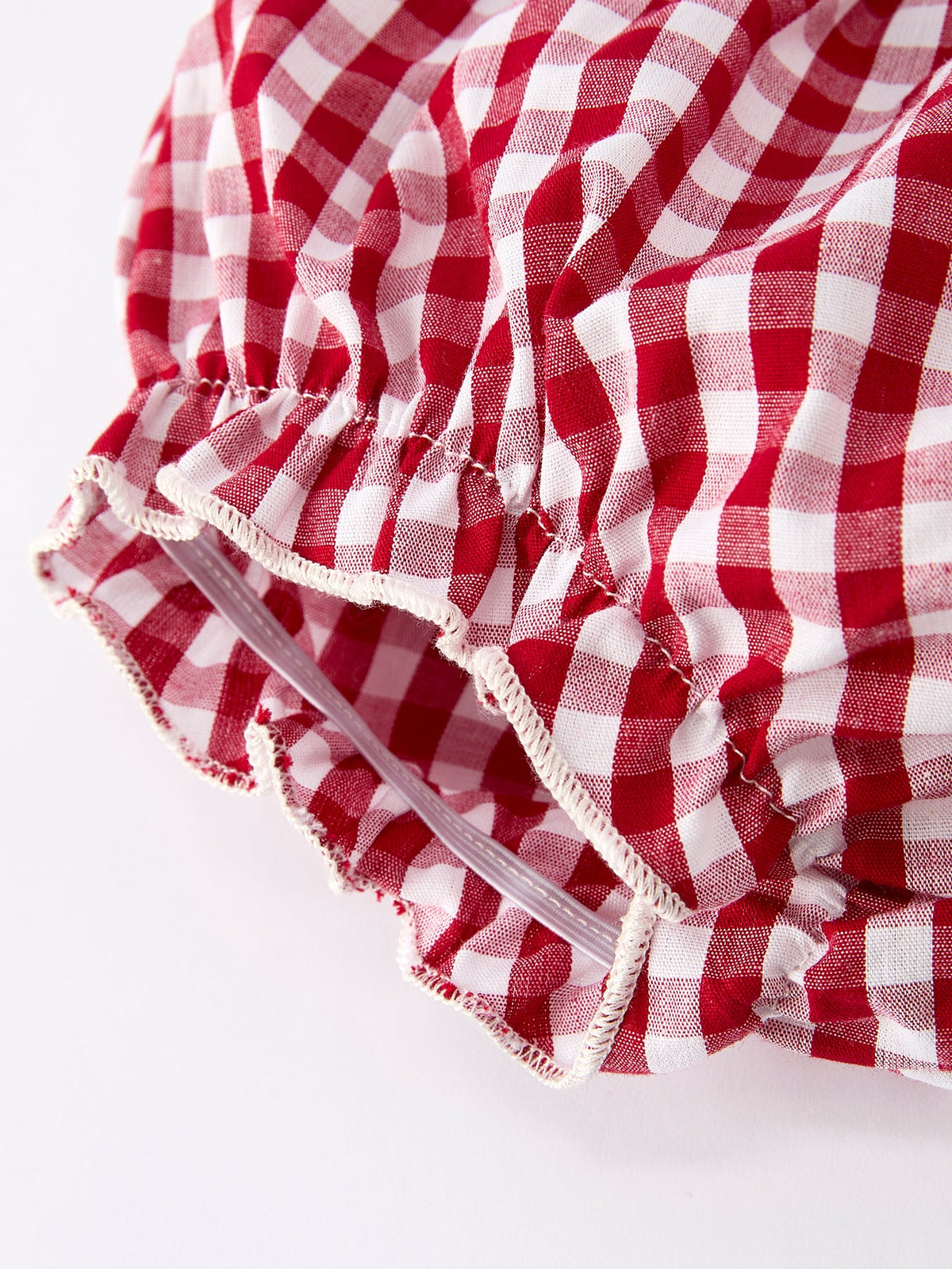 Rylee Faith Designs - Christmas Tree Embroidery Red Gingham Long Sleeve Baby Girl Bloomers Set - alternate view 9