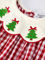 Rylee Faith Designs - Christmas Tree Embroidery Red Gingham Long Sleeve Baby Girl Bloomers Set - alternate view 10