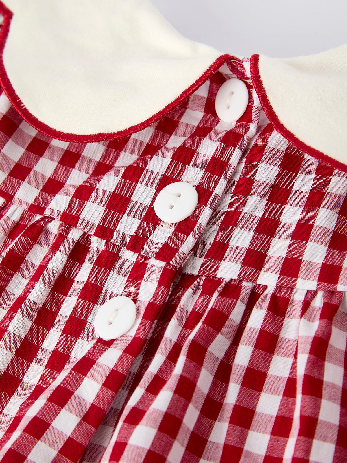 Rylee Faith Designs - Christmas Tree Embroidery Red Gingham Long Sleeve Baby Girl Bloomers Set - alternate view 11
