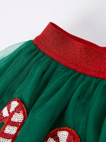Rylee Faith Designs - Christmas Candy Cane Sequin Applique Green Tulle Skirt - alternate view 4