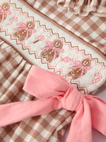 Rylee Faith Designs - Christmas Vintage-Style Plaid Embroidered Gingerbread and Bows Girls Romper - alternate view 8