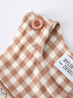 Rylee Faith Designs - Christmas Vintage-Style Plaid Embroidered Gingerbread and Bows Boy Romper - alternate view 8