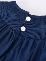 Rylee Faith Designs - Navy Blue Nativity Smocking Embroidered Baby Girls Christmas Romper - alternate view 5