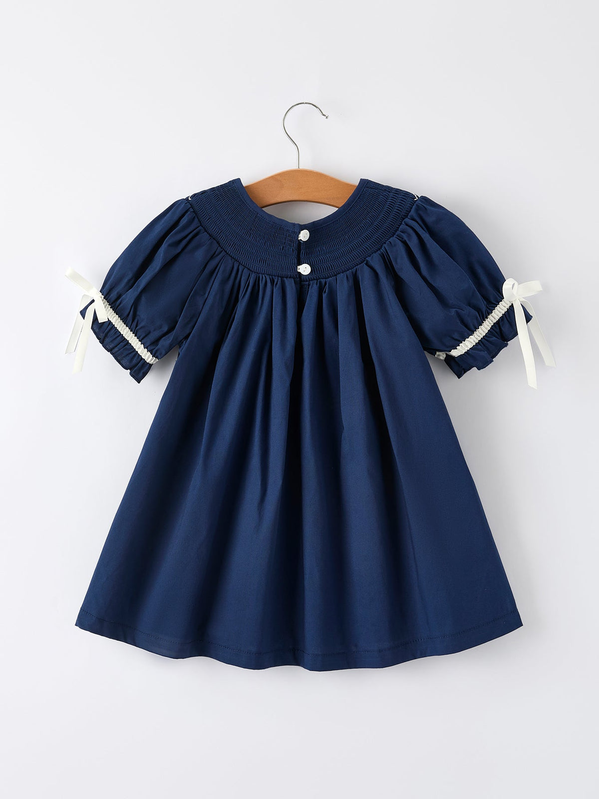 Rylee Faith Designs - Christmas Navy Blue Nativity Smocking Embroidered Dress - alternate view 2