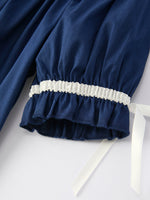 Rylee Faith Designs - Christmas Navy Blue Nativity Smocking Embroidered Dress - alternate view 5